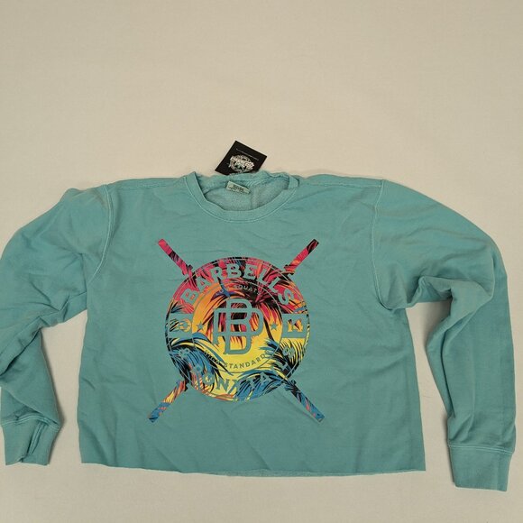 Barbells And Ponytails Tops - Barbells And Ponytails "Tropical" Crop Crew neck Sweatshirt Sz S NEW